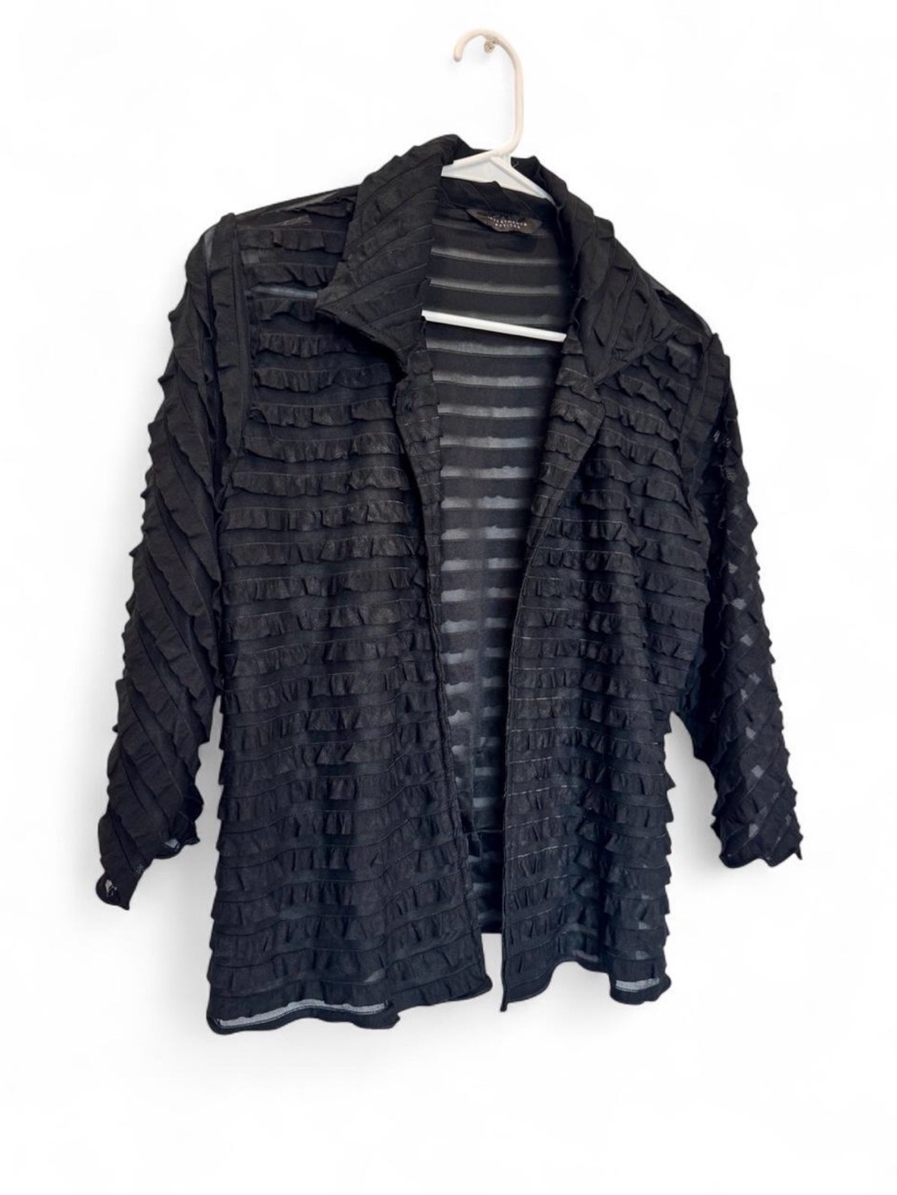 Sheer Ruffle Jacket Black Layers L Whimsigoth Corporate Goth